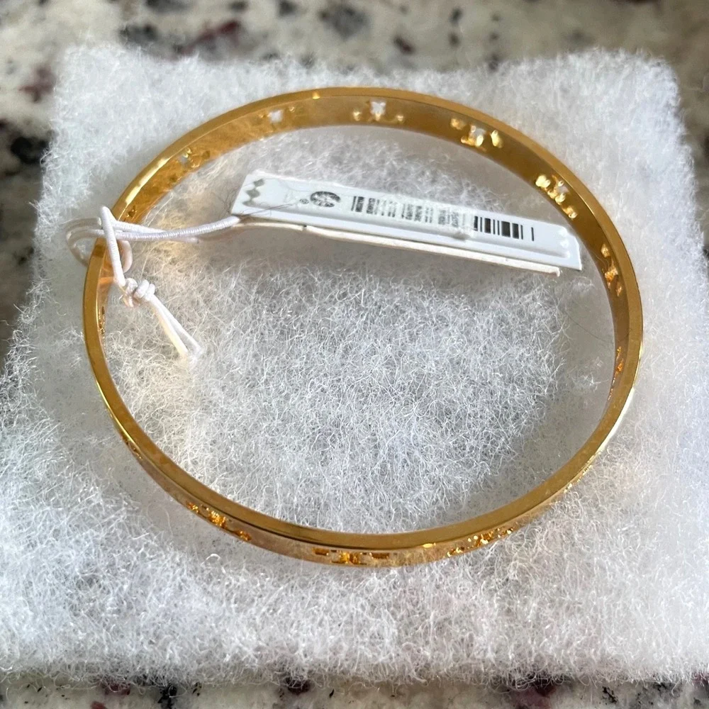 Tory Burch Gold Logo Cutout Bangle Bracelet